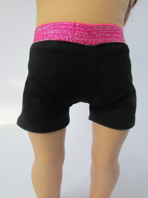 18 Inch Doll Yoga Shorts Glitter Waistband