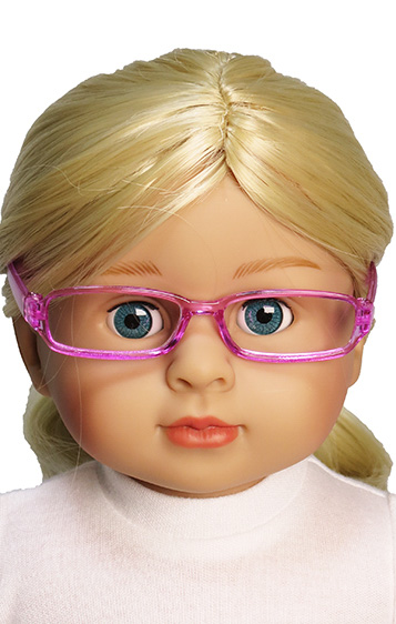 18" Doll Pink Rectangular Glasses