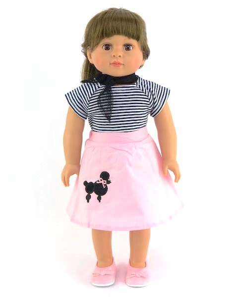 18 Inch American Girl Doll Poodle Skirt Shirt Scarf