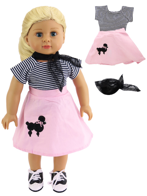 18 inch american girl doll poodle skirt shirt scarf