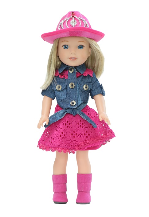 14 Inch Doll 5 Piece Western Skirt Outfit