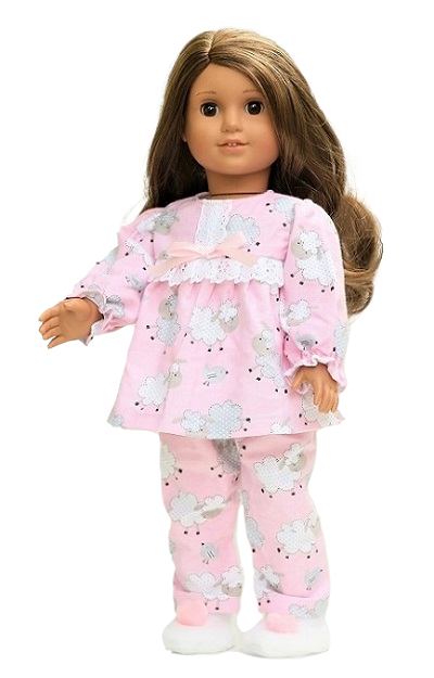 18 Doll Flannel Sheep Pajamas Slippers