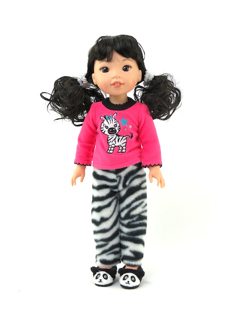 Wellie Wisher Doll Fleece Zebra Pajamas