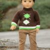 18 inch boy doll argyle sweater & brown pants set
