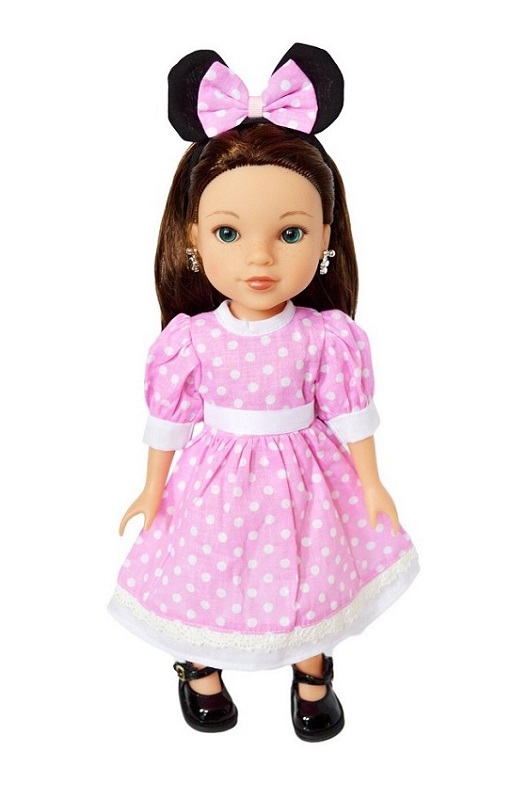 Wellie Wisher Doll Pink Minnie Mouse Dress Headband