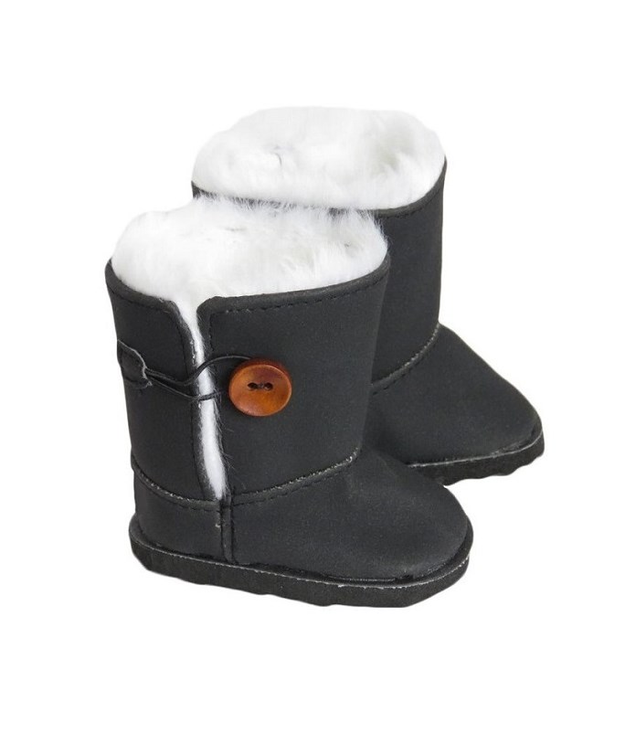 black and white fur boots