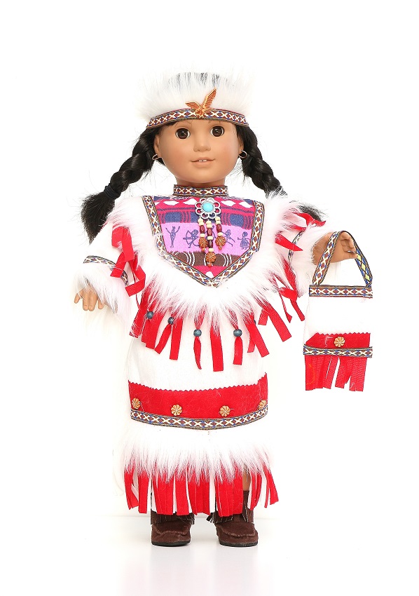 18 Inch Doll Red Native American Outfit Purse Headband