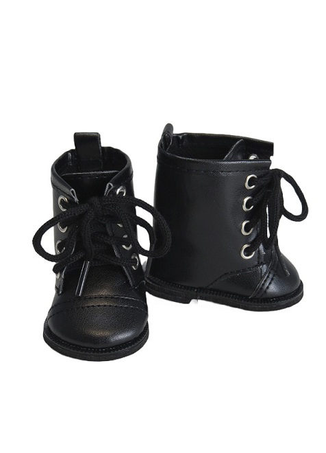 18 inch doll black tie up boots