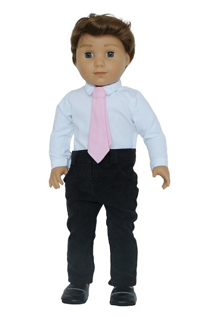 Boy Doll Pink Tie Outfit