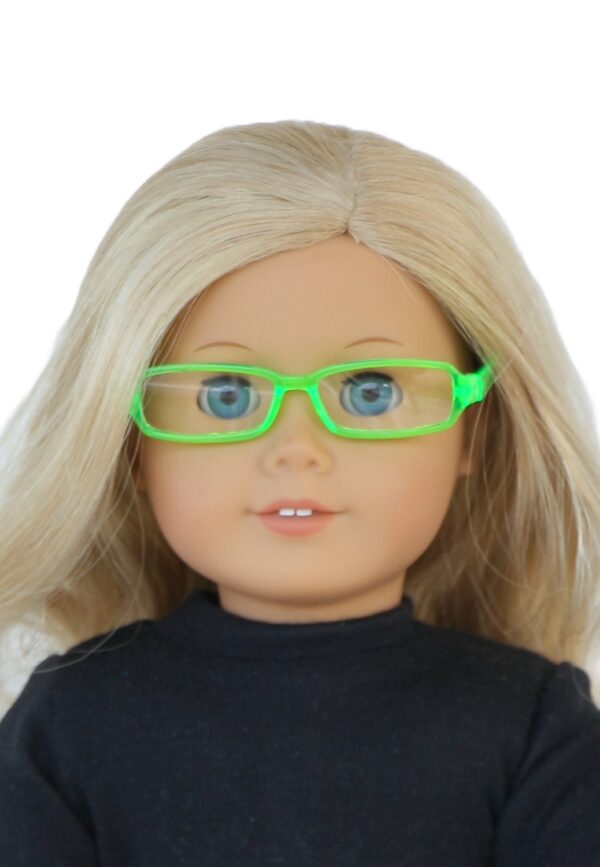 18 doll modern lime green glasses