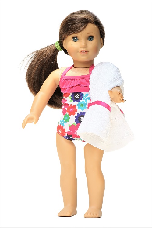 18 Inch Doll Floral One Piece Swimsuit Towel