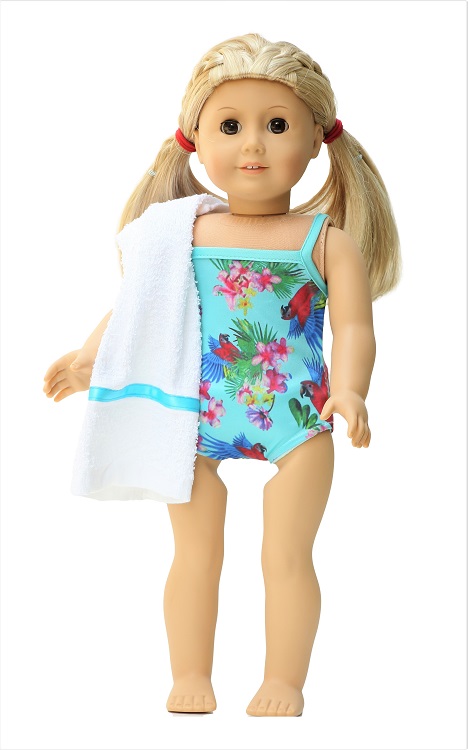 18 Inch Doll Hawaiian One Piece Swimsuit Towel 1