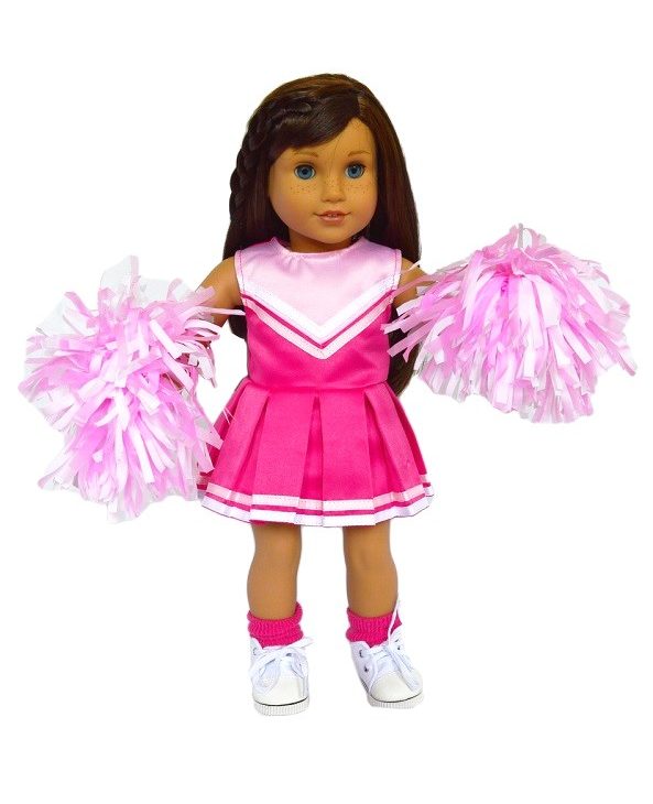 18 Inch Doll Blue Cheerleader Outfit Pom Poms The Doll Boutique