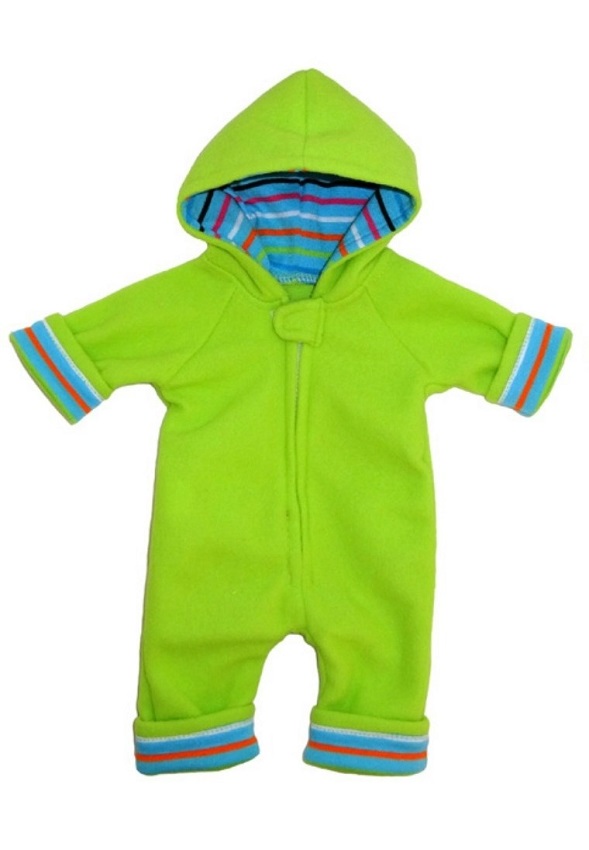 Bitty Baby Lime Hooded Fleece Striped Coverall