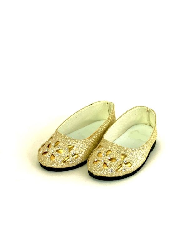 18 Inch Doll Gold Glitter Dress Shoes