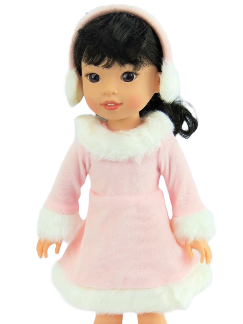 wellie wisher doll pink ice skating dress headband