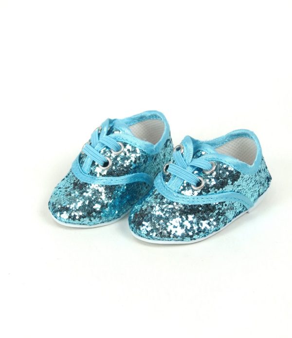 18 Inch Doll Aqua Glitter Dance Shoes