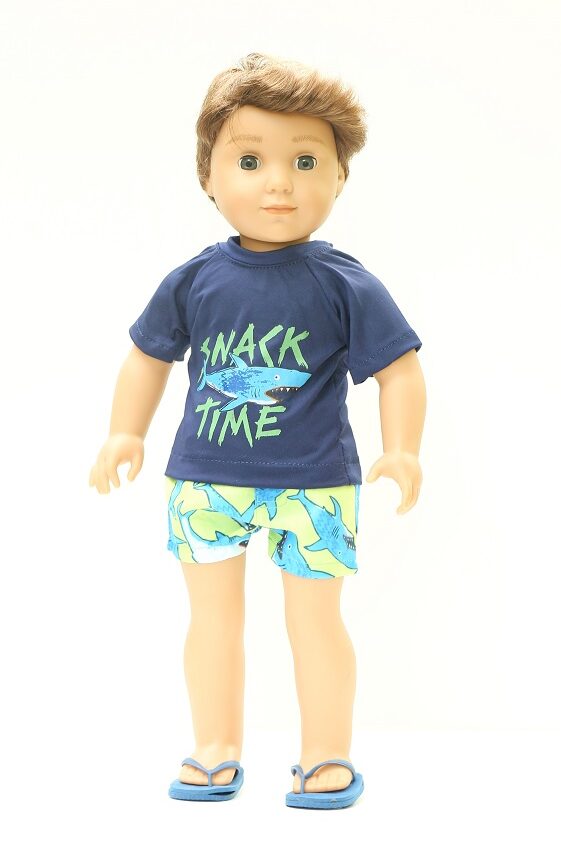 18 Inch Boy Doll Shark Shorts Set