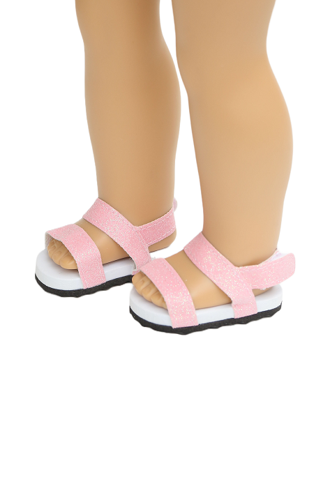 18 Doll Pink Glitter Strap Sandals