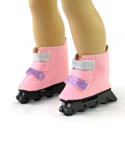 18 Inch Doll Glittery Pink Roller Blades