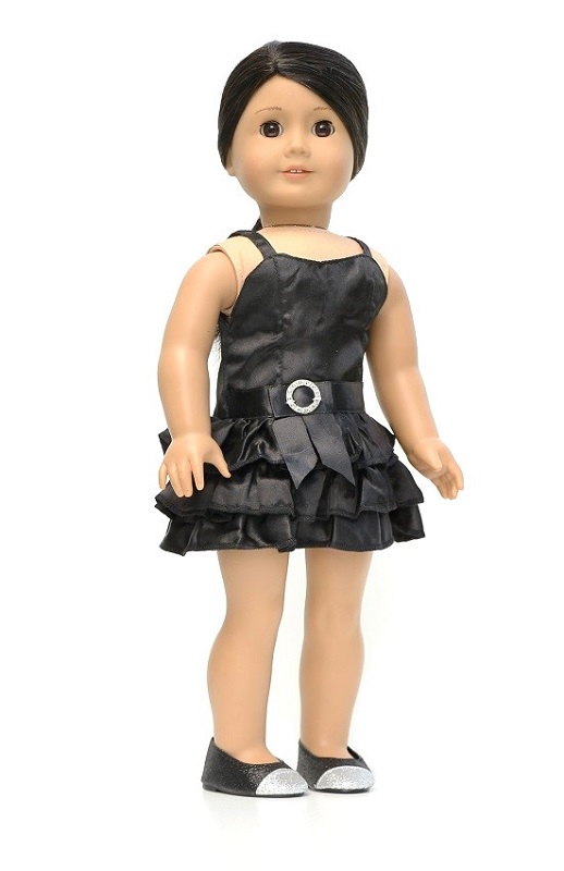 18 Inch Doll Little Black Satin Dress 1
