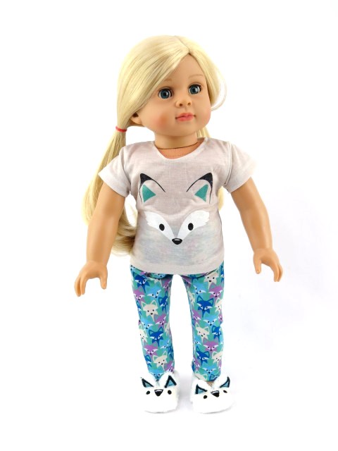 18 Inch Doll Fox Pajamas Slippers