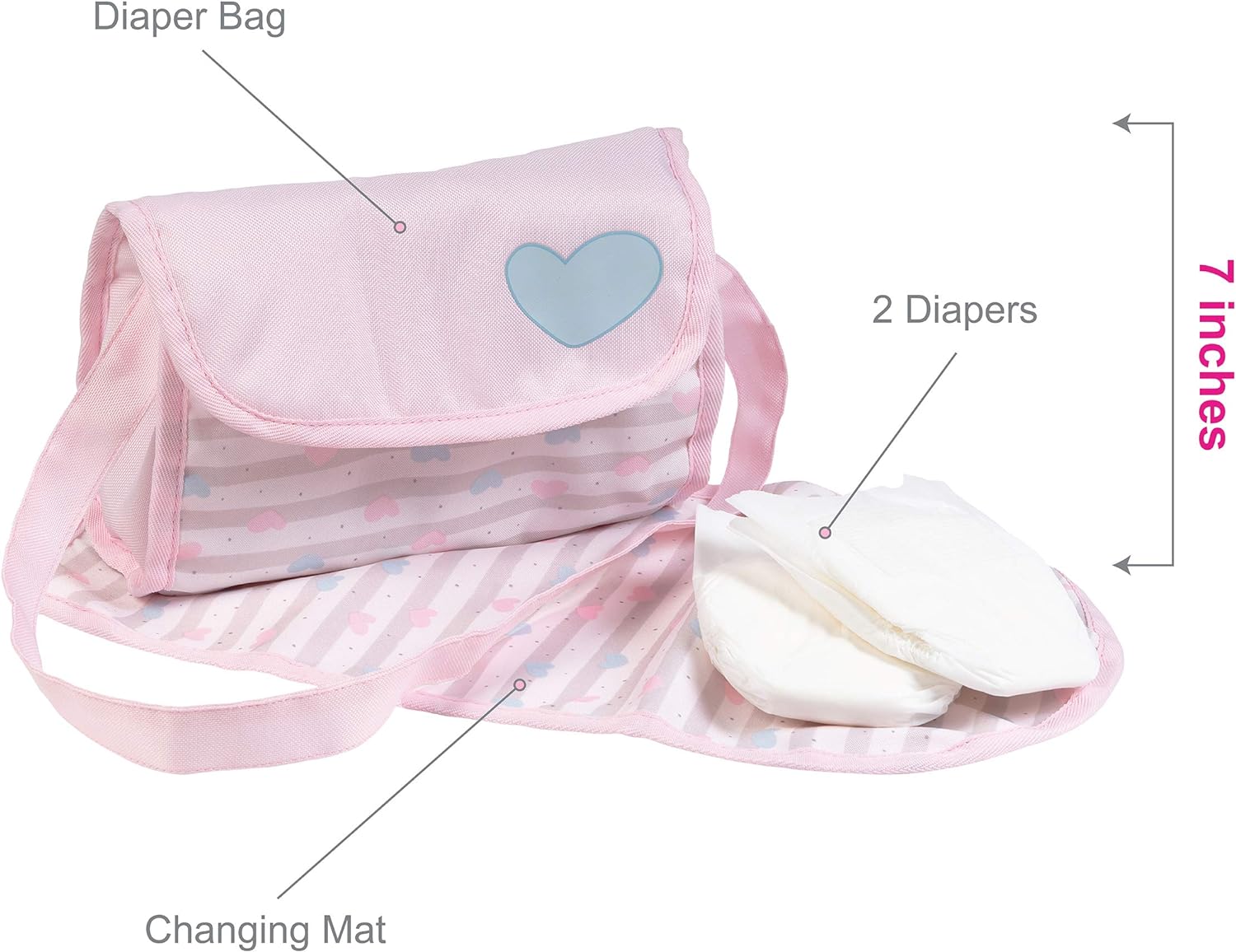 Polka Dot Diaper Bag Baby Doll Accessory Set