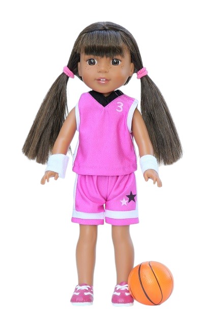 14.5" Wellie Wisher Doll Complete Basketball Outfit