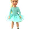 14.5" Wellie Wisher Doll Mint Ballerina Leotard, Skirt & Shoes