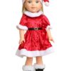 14.5" Wellie Wisher Doll Red Santa Dress & Hat