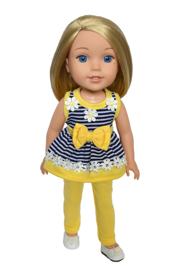 14.5 Wellie Wisher Doll Striped Daisy LeggingTank Top Outfit - The Doll ...