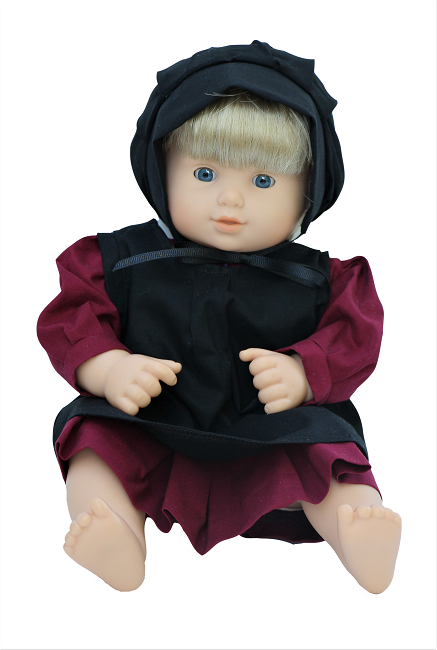 15″ Bitty Baby Doll Burgandy Amish Outfit
