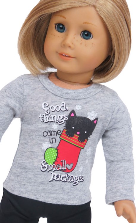 18 Inch Doll Long Sleeve Christmas Package T Shirt