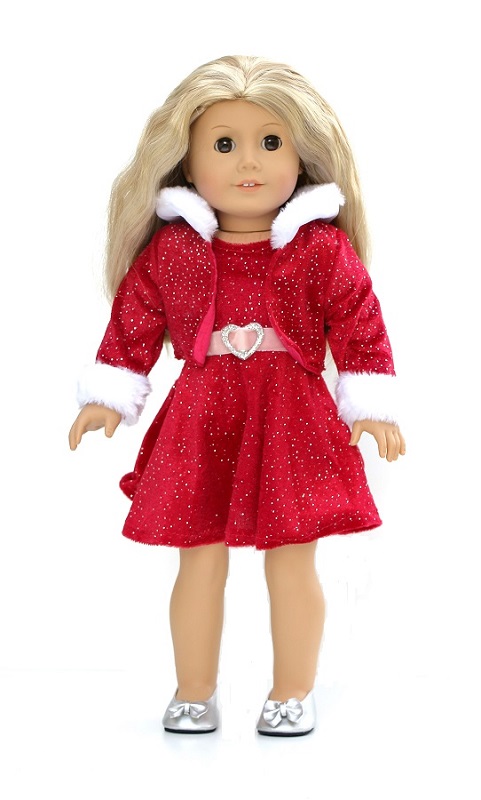 Holiday Gown/Red Velour for 18" American Girl Doll Clothes 