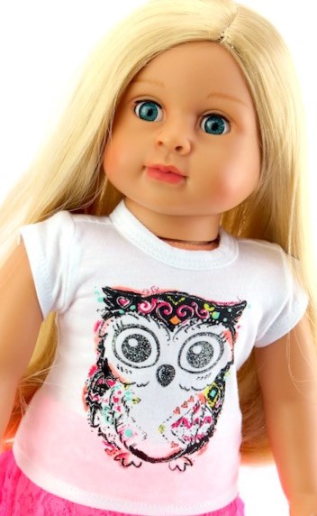 18 Inch Doll T Shirt Owl Short Sleeve