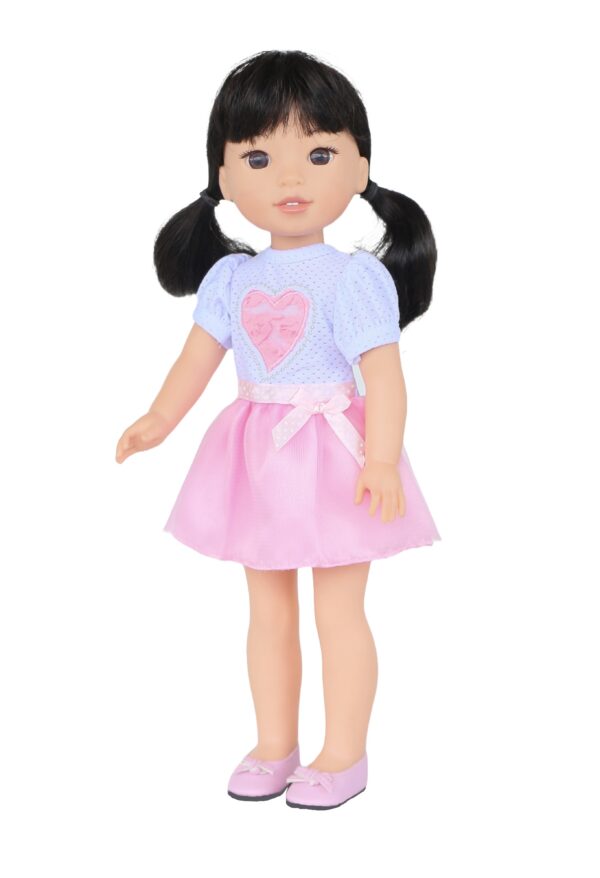 14.5" Wellie Wisher Pink Heart Tutu Dress