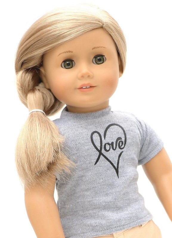 18 Inch Doll Gray Love T Shirt