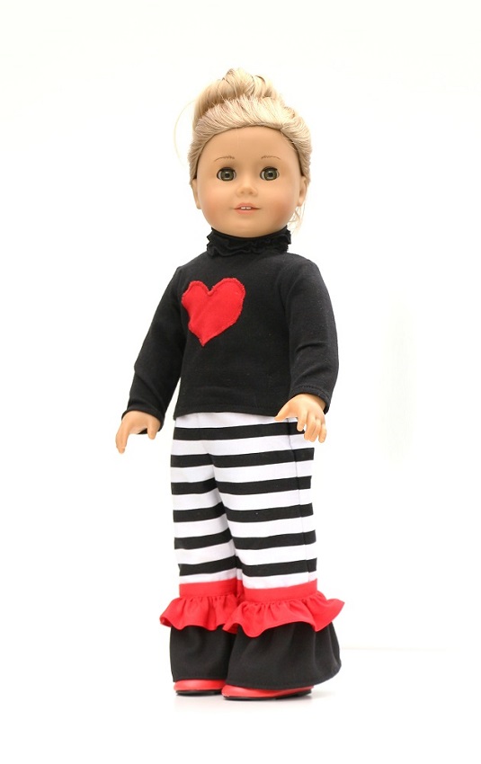 18 Inch Doll Hearts Stripes Pants Outfit