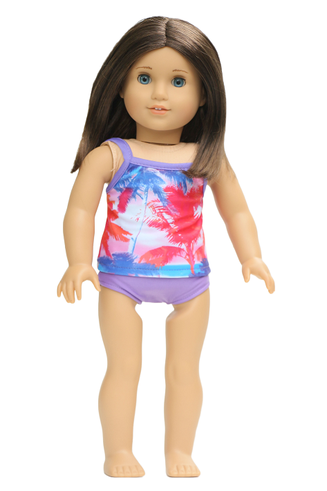 18" Doll 2-Piece Palm Tree Tankini Swimsuit