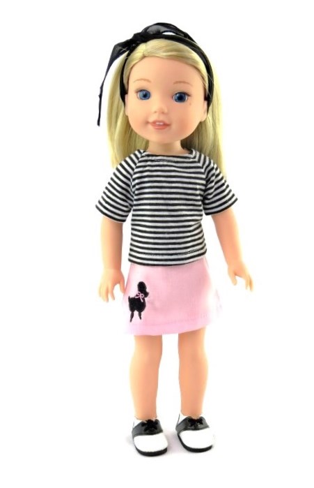 Wellie Wisher Doll Striped Poodle Skirt Outfit