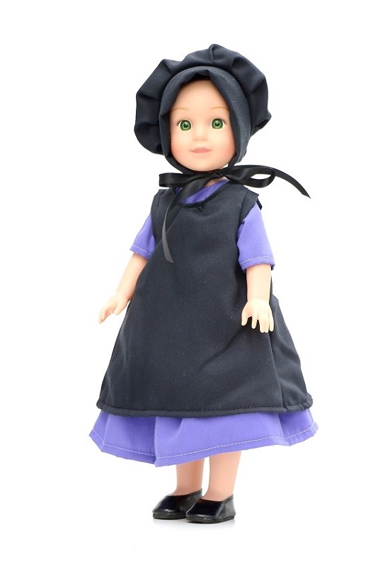 14.5 Wellie Wisher Doll Purple 3 Piece Amish Dress Apron Bonnet