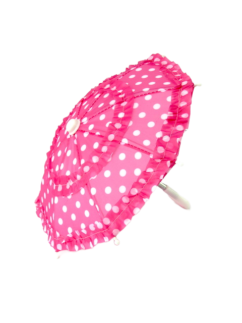 pink polka dots ruffled doll umbrella parasol