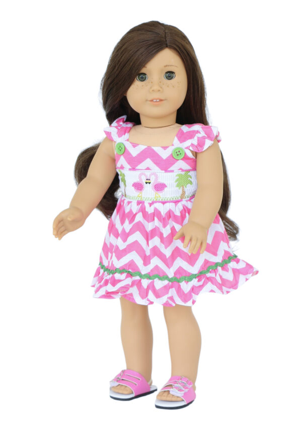 18" Doll Chevron Flamingo Sun Dress