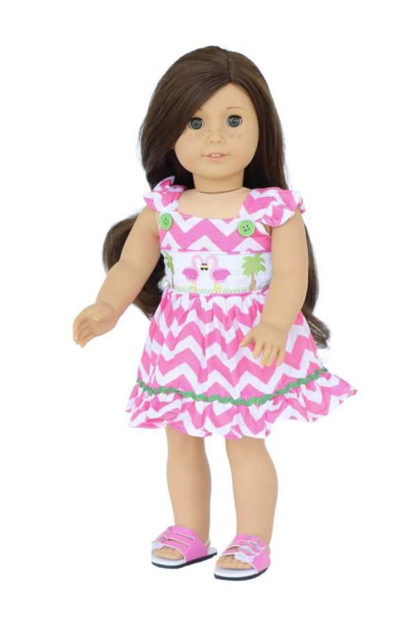 18" doll chevron flamingo sun dress