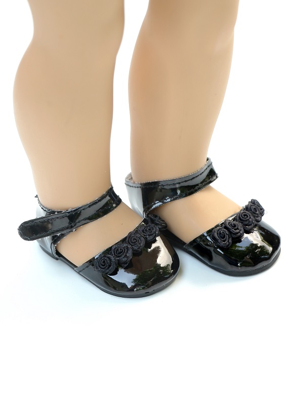 18 Inch Doll Patent Black Ankle Strap Shoe