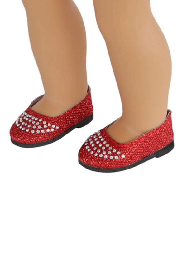 18" Doll Red Rhinestone Glitter Dress Shoe