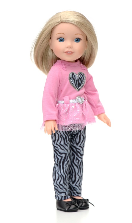 14.5 Wellie Wisher Doll Pink Sequin Zebra Leggings Set