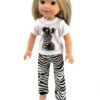 14.5" Wellie Wisher Doll Zebra T-Shirt & Leggings