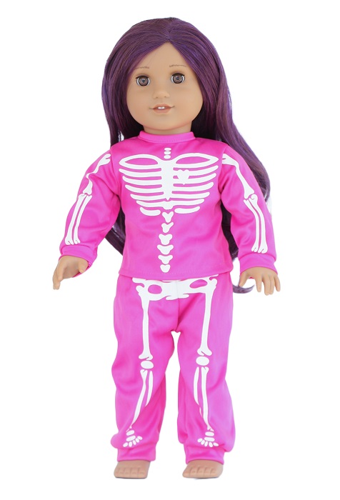 18" Doll Hot Pink Skeleton Sweatsuit Outfit