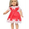 18" Doll Red Glitter Dress with Embroidery Trim